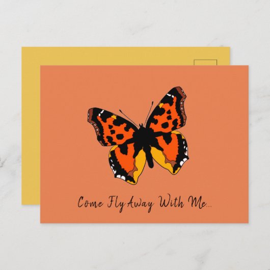 Orange & Black Butterfly Postkarte (Vorne/Hinten)