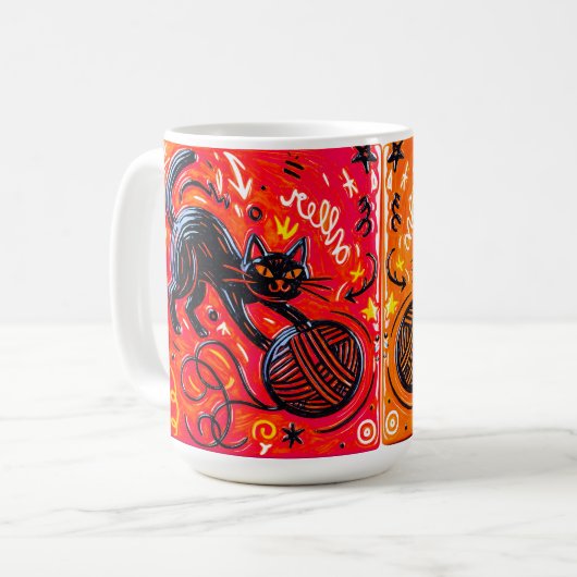 Orange Black Cat Kaffeetasse (Vorderseite Links)