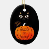 Orange & Black Cat Pumpkin Niedlich Spooky Hallowe Keramik Ornament (Hinten)