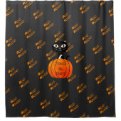 Orange Black Cat Pumpkin Trick oder Treat Hallowee Duschvorhang (Vorderseite)