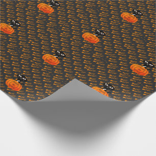Orange Black Cat Pumpkin Trick oder Treat Hallowee Geschenkpapier