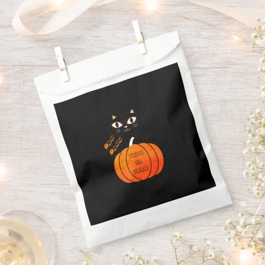 Orange Black Cat Pumpkin Trick oder Treat Hallowee Geschenktütchen (Ausgeschnitten)