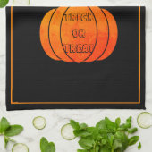 Orange Black Cat Pumpkin Trick oder Treat Hallowee Geschirrtuch (Gefaltet)