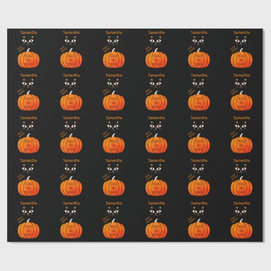 Orange Black Cat Spooky Trick oder Treat Halloween Geschenkpapier (Flach)