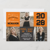 Orange & Black Chalkboard 3 Foto Abschluss Einladung (Vorderseite)