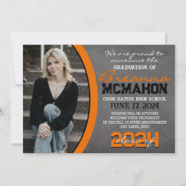 Orange & Black Chalkboard Abschluss Ankündigung