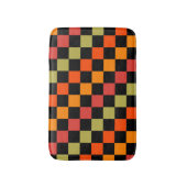 Orange Black Checkered Gingham Pattern Badematte (Vorderseite Vertikal)
