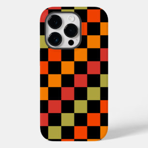 Orange Black Checkered Gingham Pattern Case-Mate iPhone 14 Pro Hülle