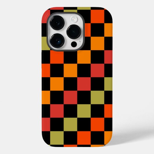 Orange Black Checkered Gingham Pattern Case-Mate iPhone Hülle (Rückseite)