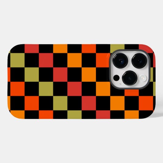 Orange Black Checkered Gingham Pattern Case-Mate iPhone Hülle (Rückseite (Horizontal))