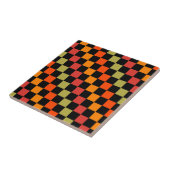 Orange Black Checkered Gingham Pattern Fliese (Seite)