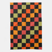 Orange Black Checkered Gingham Pattern Geschirrtuch (Vertikal)