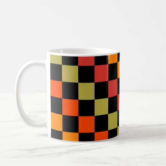 Orange Black Checkered Gingham Pattern Kaffeetasse (Links)