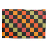 Orange Black Checkered Gingham Pattern Kissenbezug (Rückseite)