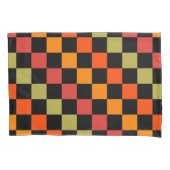 Orange Black Checkered Gingham Pattern Kissenbezug (Vorderseite)