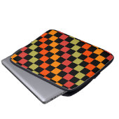 Orange Black Checkered Gingham Pattern Laptopschutzhülle (Vorne Knopf)