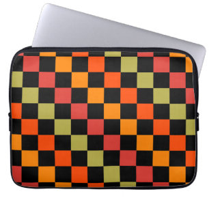 Orange Black Checkered Gingham Pattern Laptopschutzhülle