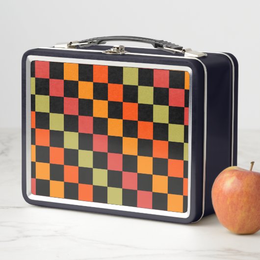 Orange Black Checkered Gingham Pattern Metall Brotdose (Beispiel)