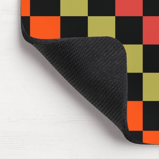 Orange Black Checkered Gingham Pattern Mousepad (Ecke)