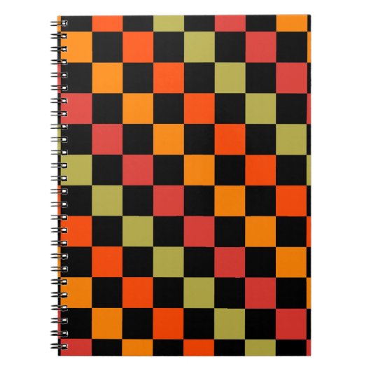 Orange Black Checkered Gingham Pattern Notizblock (Vorderseite)
