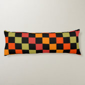 Orange Black Checkered Gingham Pattern Seitenschläferkissen (Rückseite)