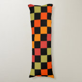 Orange Black Checkered Gingham Pattern Seitenschläferkissen (Vorderseite Vertikal)