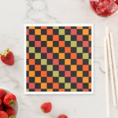 Orange Black Checkered Gingham Pattern Serviette (Beispiel)