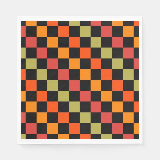 Orange Black Checkered Gingham Pattern Serviette (Vorderseite)