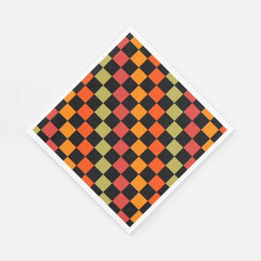 Orange Black Checkered Gingham Pattern Serviette (Ecke)