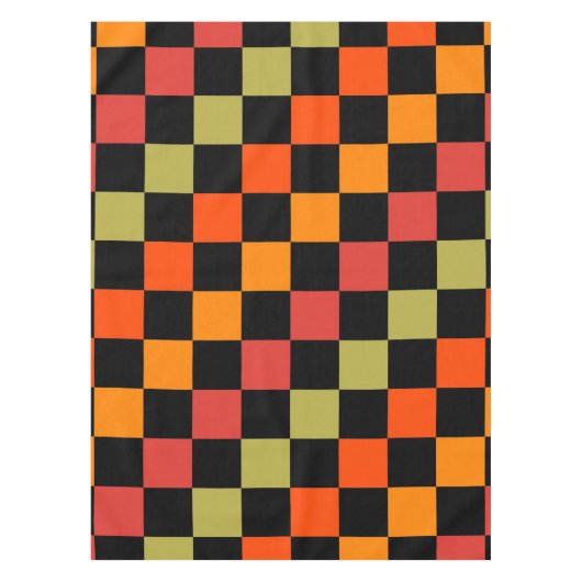 Orange Black Checkered Gingham Pattern Tischdecke (Vorderseite)