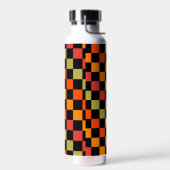 Orange Black Checkered Gingham Pattern Trinkflasche (Links)