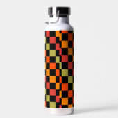 Orange Black Checkered Gingham Pattern Trinkflasche (Rechts)