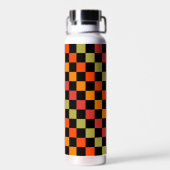 Orange Black Checkered Gingham Pattern Trinkflasche (Rückseite)