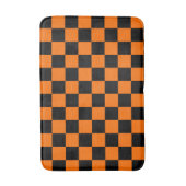Orange Black Checkered Karo Pattern Badematte (Vorderseite Vertikal)