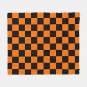 Orange Black Checkered Karo Pattern Fleecedecke (Vorderseite (Horizontal))