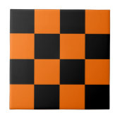 Orange Black Checkered Karo Pattern Fliese (Vorderseite)