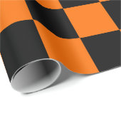 Orange Black Checkered Karo Pattern Geschenkpapier (Rolleneckpunkt)