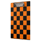 Orange Black Checkered Karo Pattern Klemmbrett (Links)