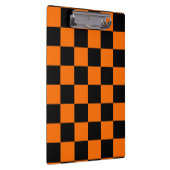 Orange Black Checkered Karo Pattern Klemmbrett (Rechts)