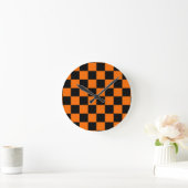Orange Black Checkered Karo Pattern Runde Wanduhr (Zuhause)
