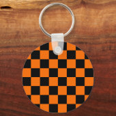 Orange Black Checkered Karo Pattern Schlüsselanhänger (Rückseite)