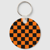 Orange Black Checkered Karo Pattern Schlüsselanhänger (Rückseite)