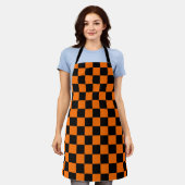 Orange Black Checkered Karo Pattern Schürze (Getragen)