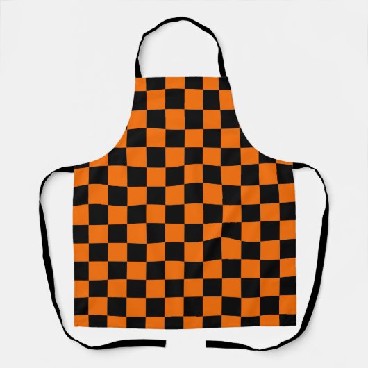 Orange Black Checkered Karo Pattern Schürze (Vorderseite)