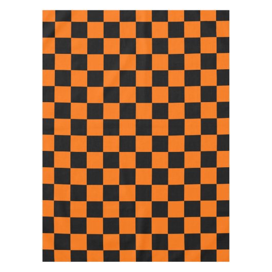 Orange Black Checkered Karo Pattern Tischdecke (Vorderseite)