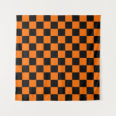Orange Black Checkered Karo Pattern Wandteppich (Vorderseite)