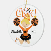 Orange & Black Cheer Blonde Cheerleader Ornament (Links)