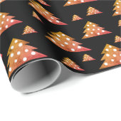 Orange Black Christmas Tree Holiday Pattern Geschenkpapier (Rolleneckpunkt)