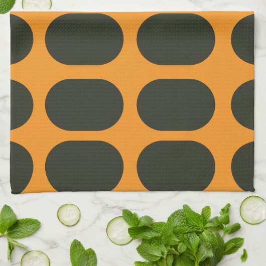 Orange Black Circles Geschirrtuch (Gefaltet)