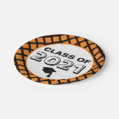 Orange & Black Class 2024 Abschluss Pappteller (Schrägansicht)